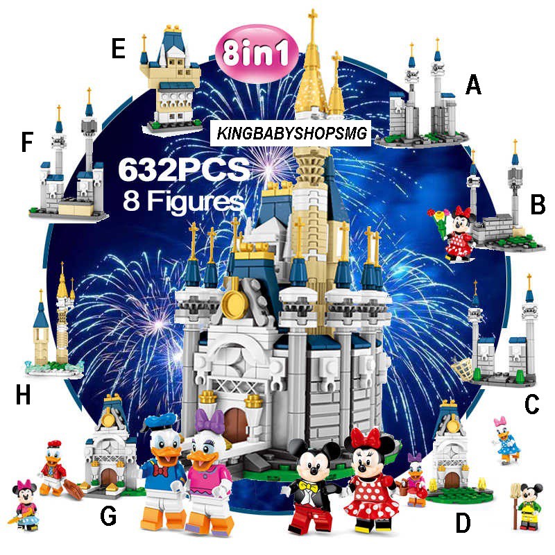 Set 8 in 1 Brick SY6584 Disney Castle / Mainan Anak