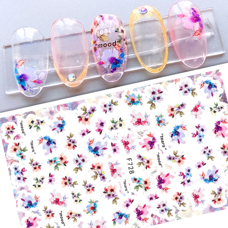 Charms Stiker Kuku 3d Motif Bunga / Daun Warna Hitam / Pink Untuk Dekorasi Nail Art / Manicure