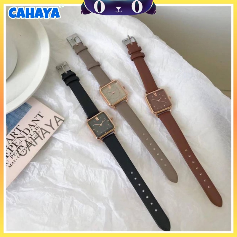 Jam Tangan Quartz Strap PU Analog Casual Gaya Retro Untuk Wanita Watch Korean Fashion CAHAYA  jam4