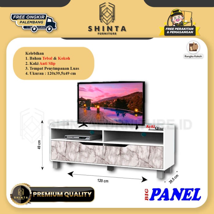 Meja Rak TV Minimalis | Rak TV Minimalis Modern Motif Marmer Murah Palembang
