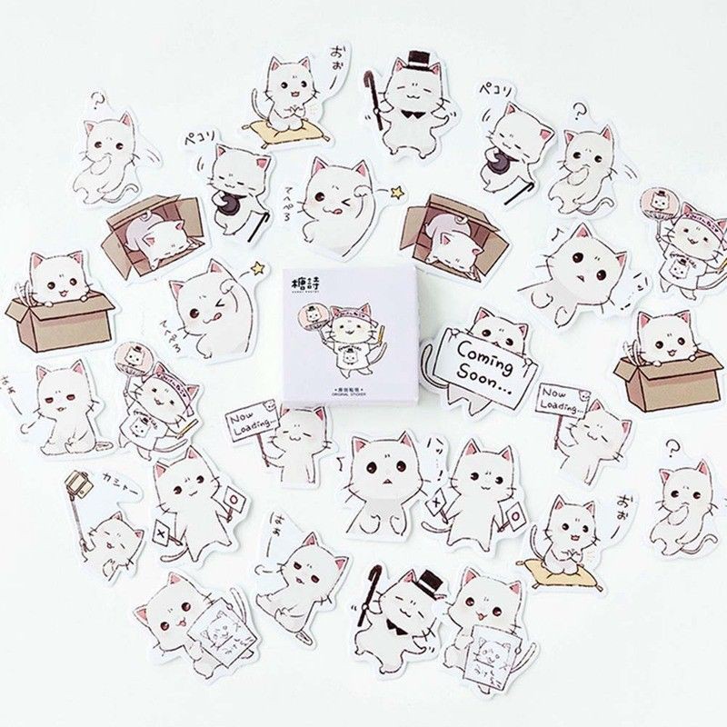 45Pcs Stiker  Kertas Gambar  Kucing  Lucu untuk Dekorasi 