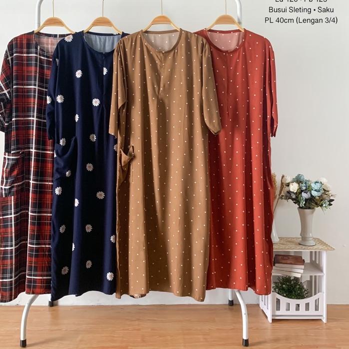 Kekinian Daster Gamis Lengan 3/4 / Daster Gamis Lengan Panjang / Long Daster