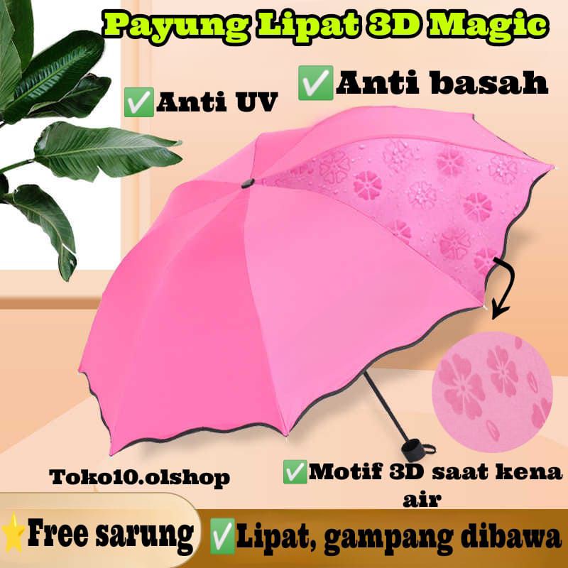 Payung Magic 3D Payung Lipat Ajaib Berubah Warna Ketika Hujan ⭐Toko10.olshop⭐