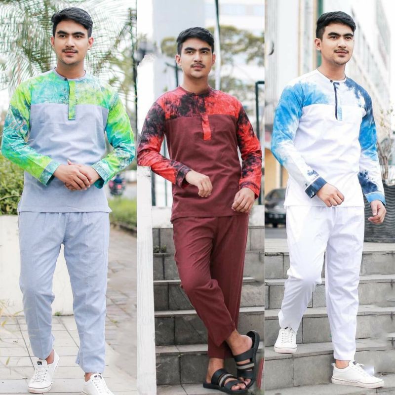 SET KOKO SMOKE JIDDAN DENIM | Baju Muslim Pria - Setelan Baju Koko Pria Dewasa