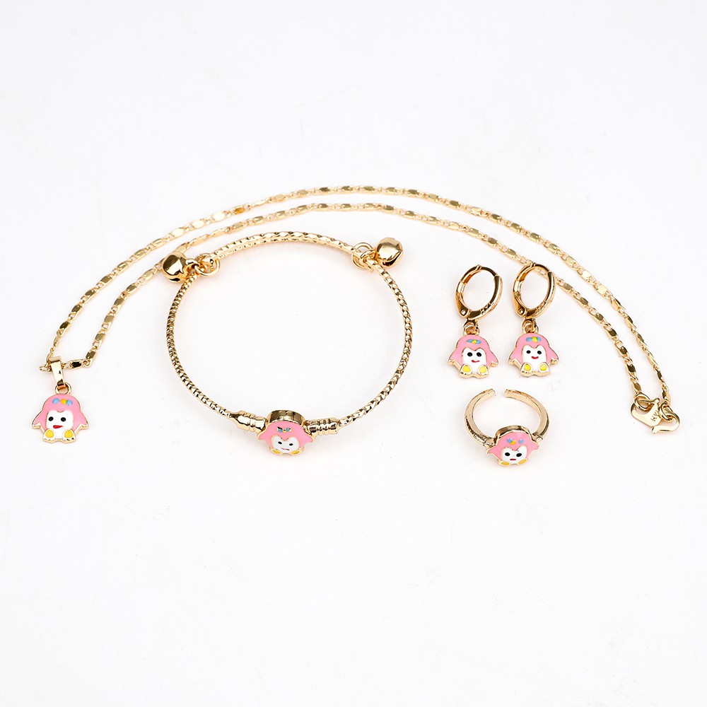 set perhiasan anak anti karat set gelang dan cincin tiatanium murah set anting dan kalung korean style D426