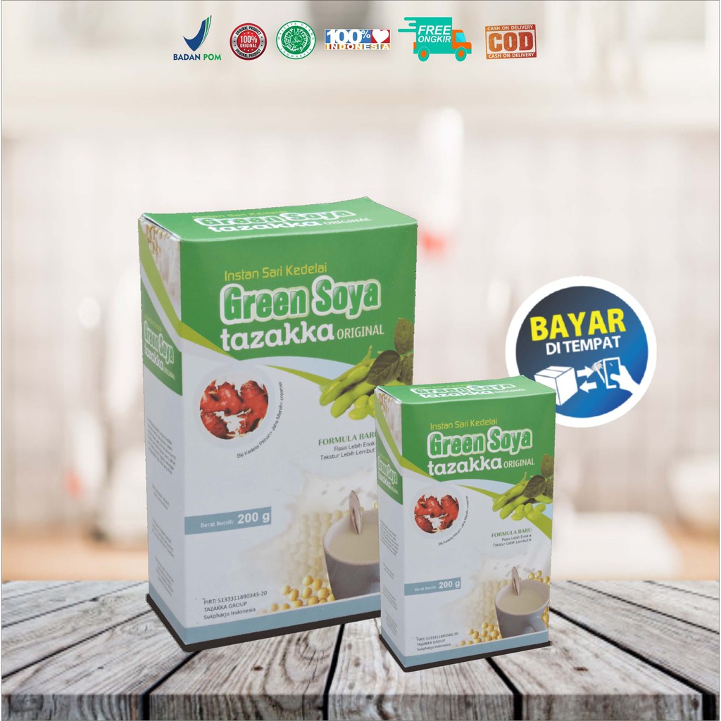 

Susu Kedelai GREEN SOYA rasa ORIGINAL Atau Susu Soya ORIGINAL Tazakka Atau Susu Soya isi 200gr Sudah BPOM dan HALAL MUI