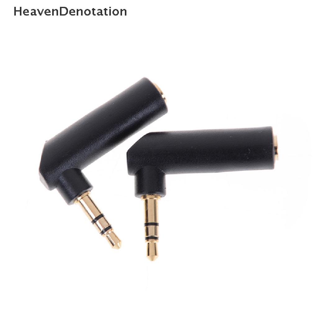 2pcs Adapter Konektor Bentuk L 3.5mm Female To 3.5mm Male Plug