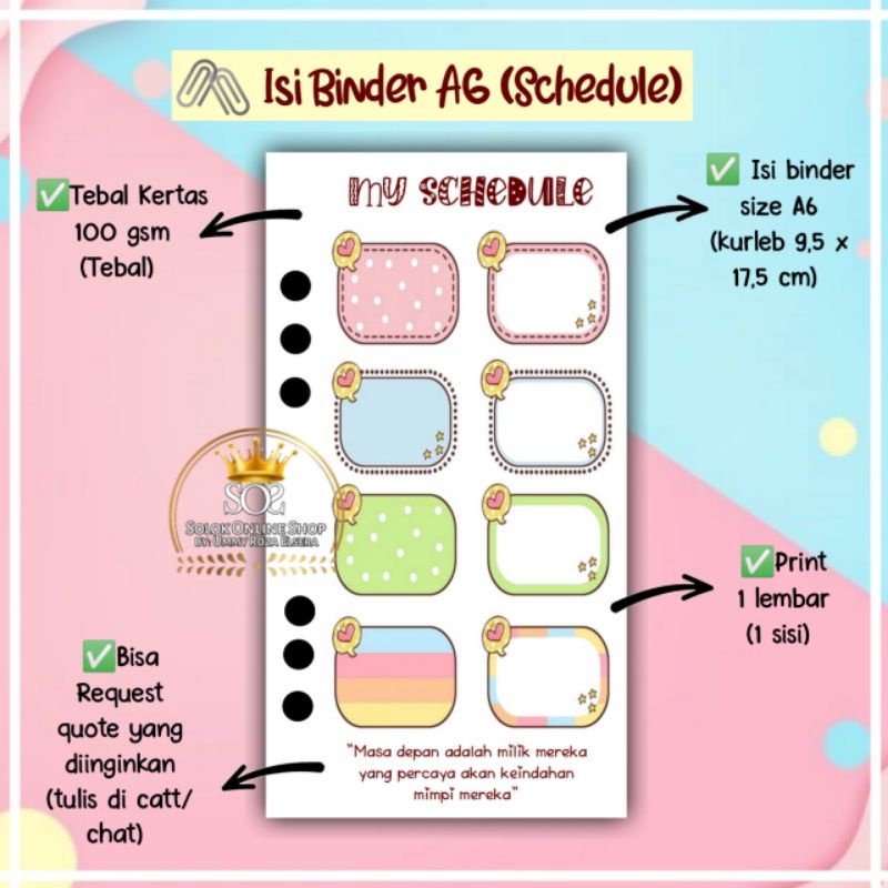 

My Schedule | Kertas Binder A6