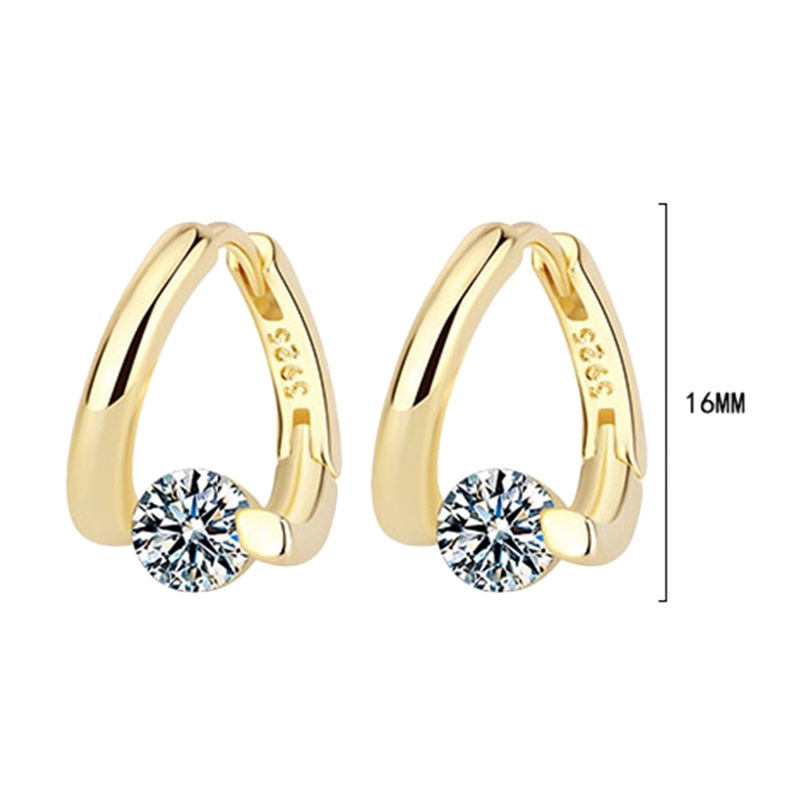 Anting Tusuk Sterling Silver 925 Hias Kristal Zircon Simple Kualitas Tinggi Untuk Wanita