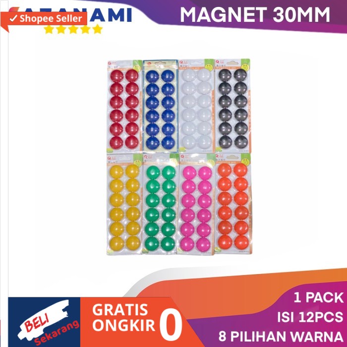 

MAGNET BESAR 3CM PAPAN TULIS 30MM MAGNETIC PIN WHITEBOARD 1PACK 12PCS - Merah Wolfe