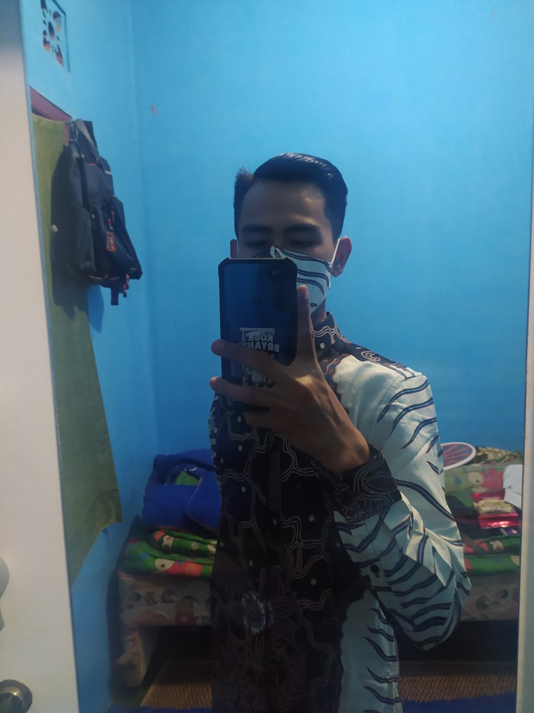 Maginot Kemeja Batik 2.0 Pranata-ls Motif Timbul Lengan Panjang Pria + Free Masker