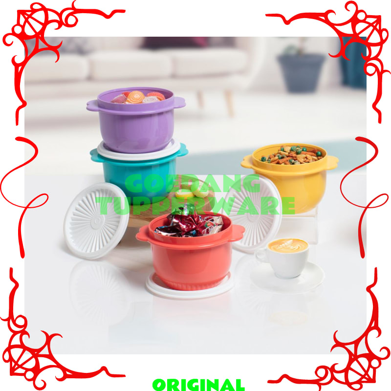 Toples Makanan Tupperware Original - Toples Snack Kecil Tupperware Original Bowl Set 4pc