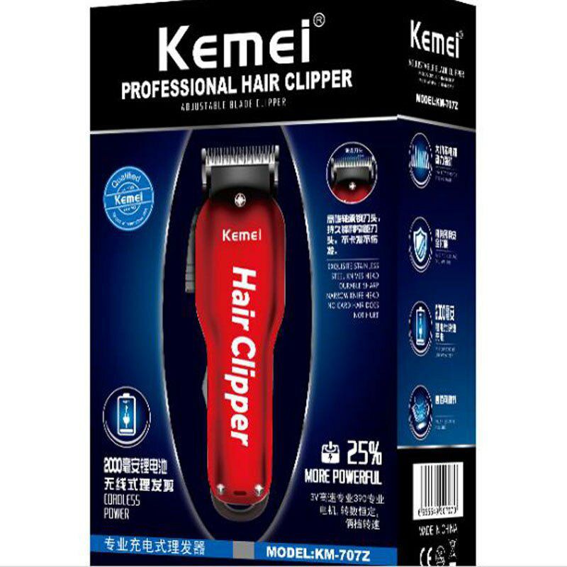 Kemei Alat Cukur Elektrik Hair Trimmer Shaver Rechargeable Battery - KM-707z - Red