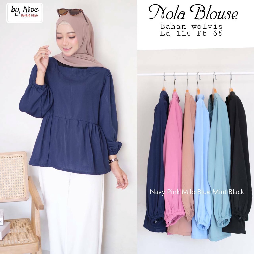 NOLA BLOUSE / 17.7 / BAHAN WOLFIS / LD 110 CM / PB 65 CM / ALLSIZE / FIT M-XXL / ALICE