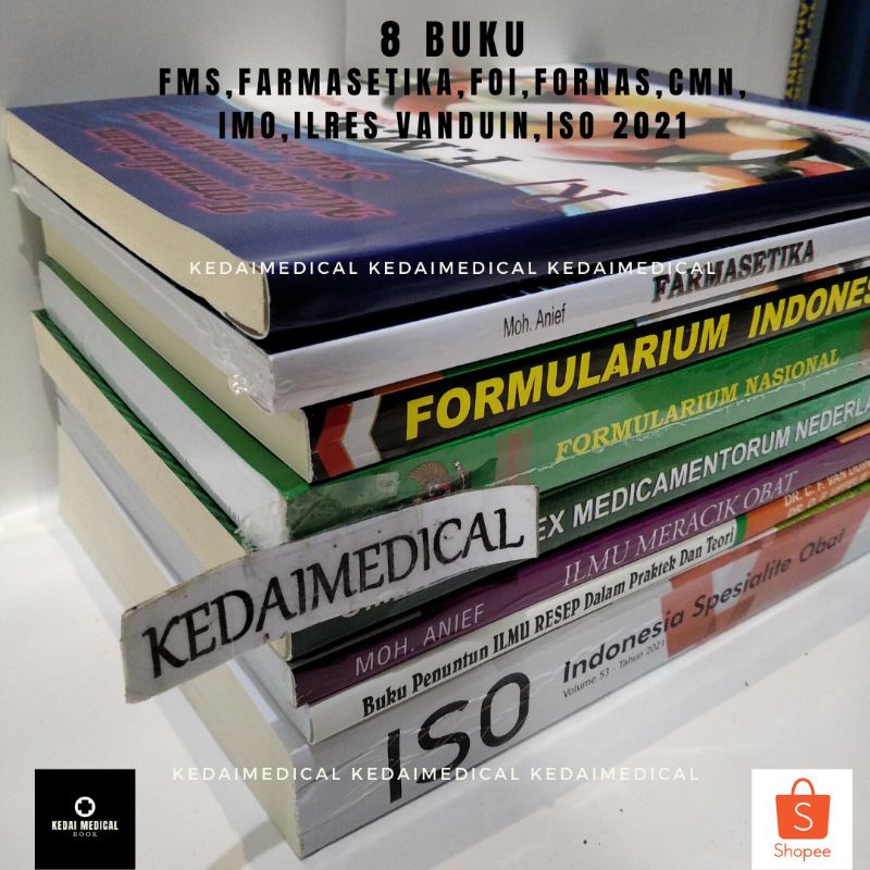 [ B ] PAKET DEAL 8 BUKU FARMASI LENGKAP (FMS, FARMASETIKA,FOI, FORNAS, CMN, IMO, VANDUIN,ISO VOL.53)