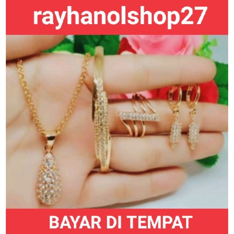 perhiasan wanita titanium xuping anti karat mewah satu set lapis mas 24K