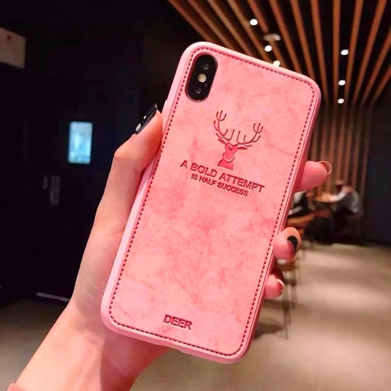 Casing Belakang Bahan TPU Tekstur Kepala Rusa untuk iPhone 6 / 7 / 8 / X