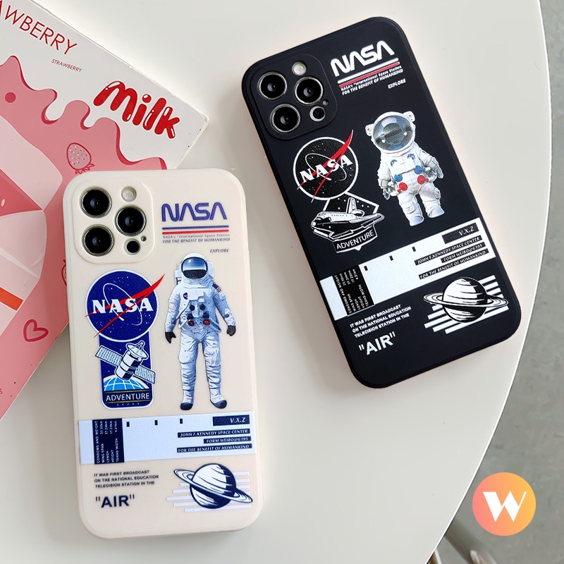 Soft Case Tpu Motif NASA Astronot Untuk iPhone XR X XS max 11 12 13 pro max 6 6s 7 8 plus SE 2020