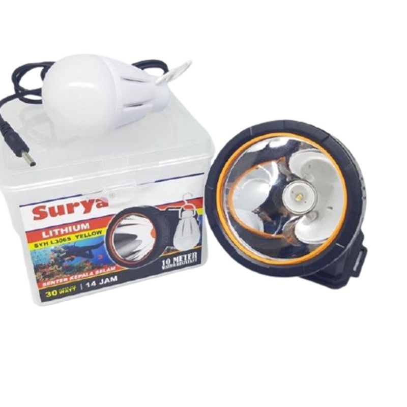 Senter Kepala / Head Lamp SYH-L306S Kuning 30W Free Bohlam DC