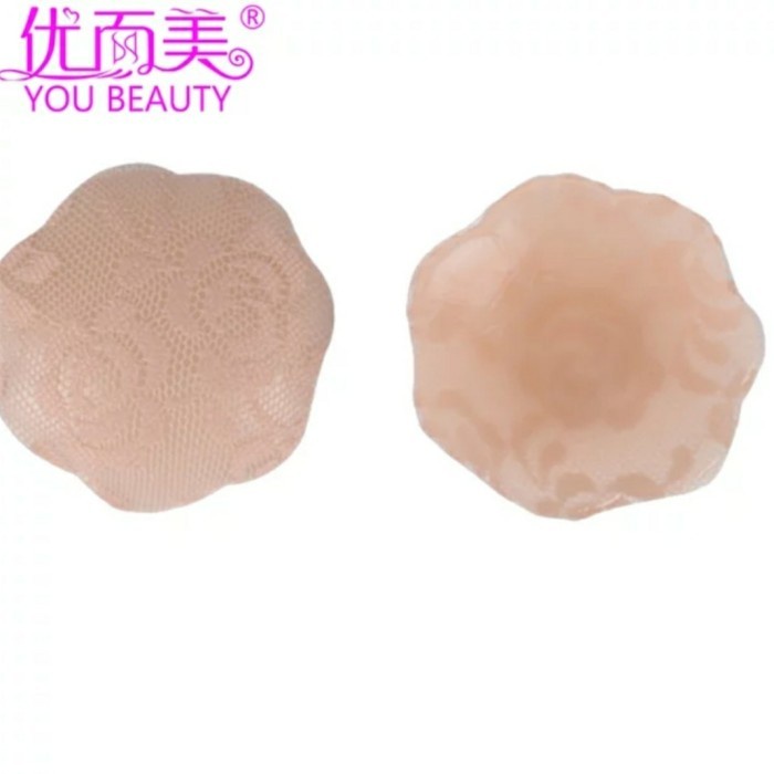 CSP059 - Nipple Cover Silicone Pad Penutup Puting Bulat Bunga Tally Renda