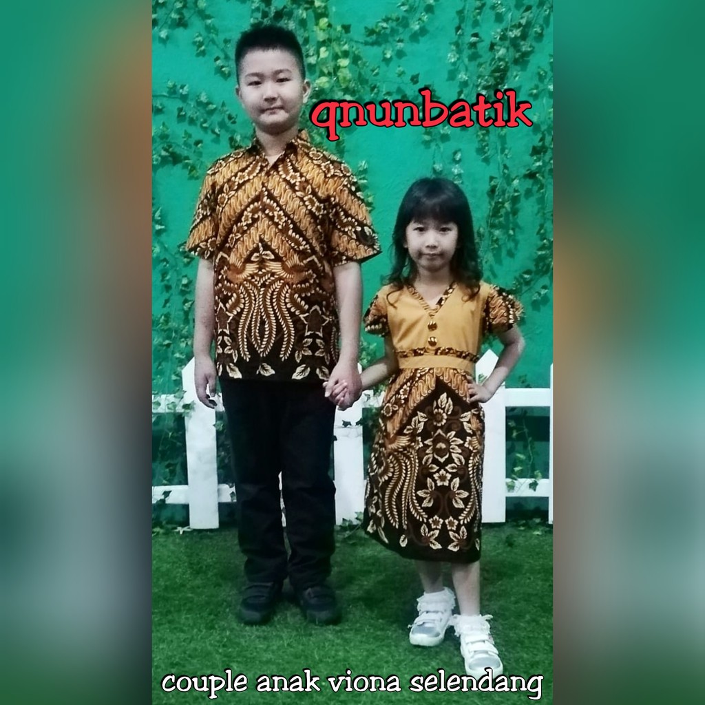 Qnunbatik Batik Anak Dress/kemeja Viona Selendang