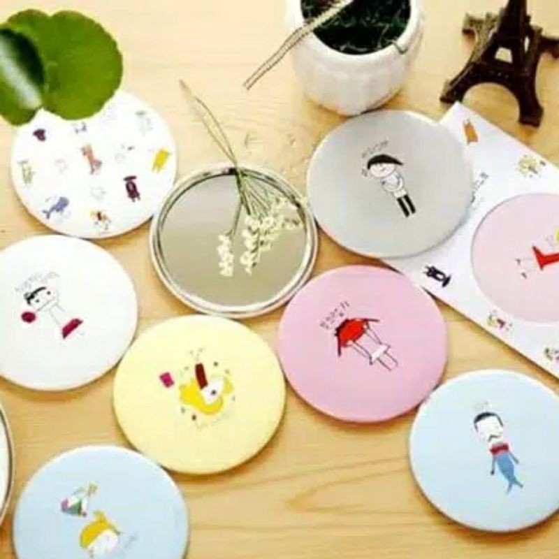 cermin korea / hand mirror / cermin bulat / kaca korea