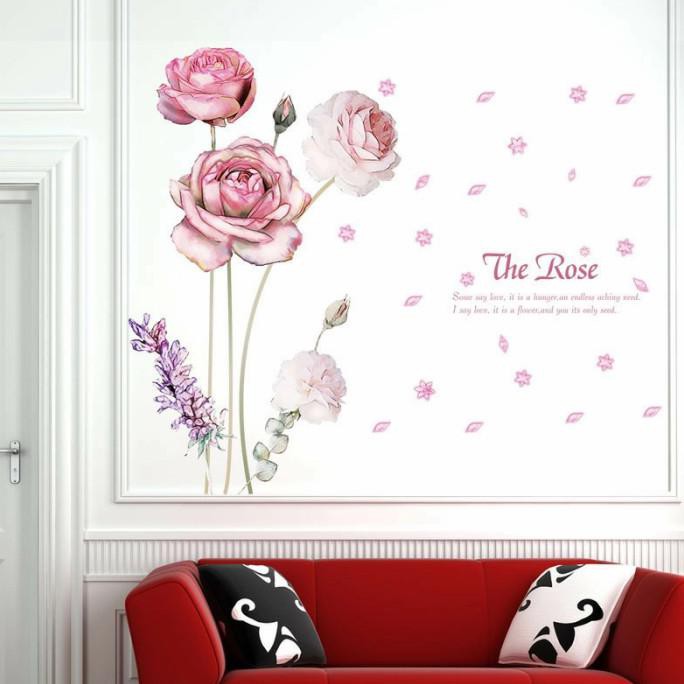 Ready Stock] Stiker Dinding / Kaca / Wall Sticker (3 Kuntum Bunga Mawar Besar)