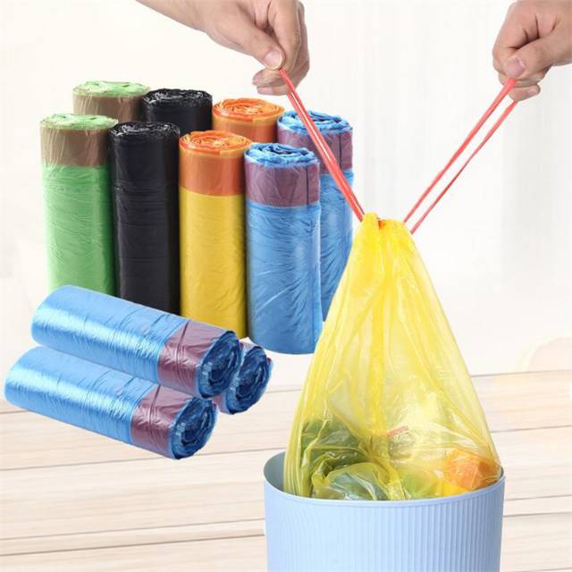 (BOW) 5 Roll Kantong Plastik Sampah Tali Serut 5G042