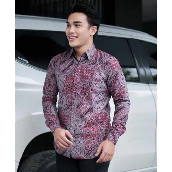 Kemeja Batik Pria Lengan Panjang Batik Slimfit Atasan Kemeja Batik Cowok Bahan Katun Halus Lapis Furing Original Modern Asli Solo Batik Keren Mewah