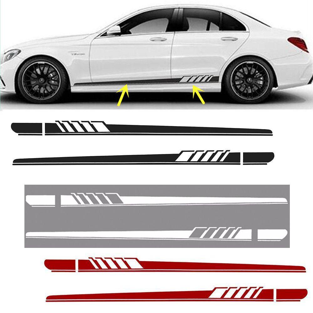 Populer 2Pcs Stiker Mobil Fashion Decal Auto Sport Stripe Untuk Mercedes-Benz