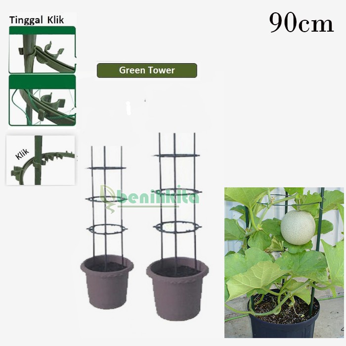 Penyangga Tanaman Bunga dan Buah Dalam Pot Green Tower (90cm)