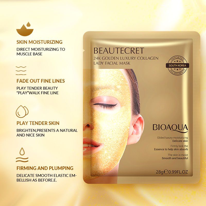 Bioaqua Sheet Mask 24K Golden Luxury / Peptide Skin Secret Collagen Moisturizing Lady Facial Mask