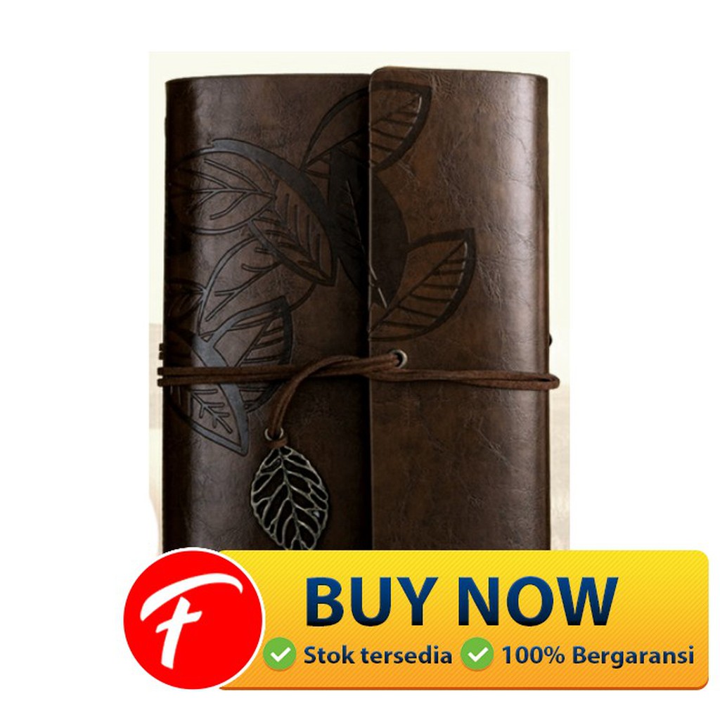 

SLM7 Buku Catatan Binder Kulit Retro Leaf Kertas A6 70GSM- BSD666 - Coffee