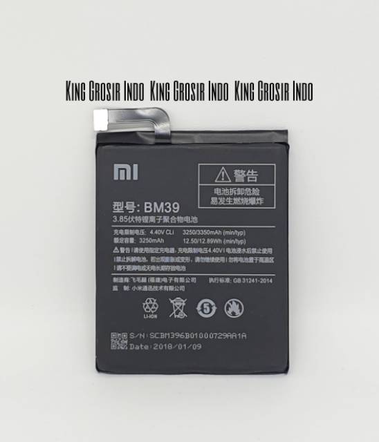 Baterai Xiaomi BM39 Original 100% Xiaomi Mi6 Mi 6 Battery Batre Batere BM 39