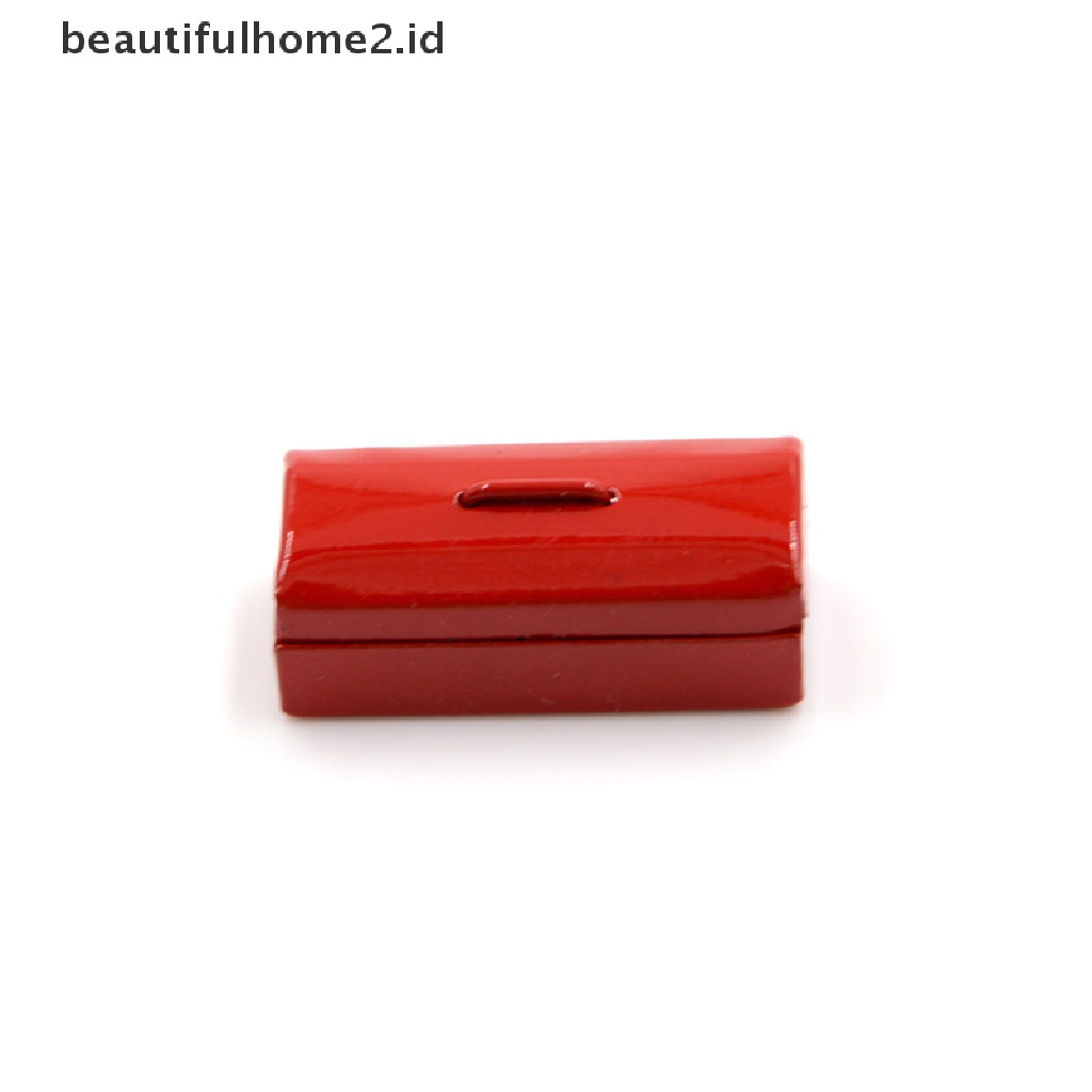 (beautifulhome2.id) Mainan Miniatur Kotak Perkakas Metal Warna Merah / Biru Skala 1: 12 Untuk Rumah Boneka