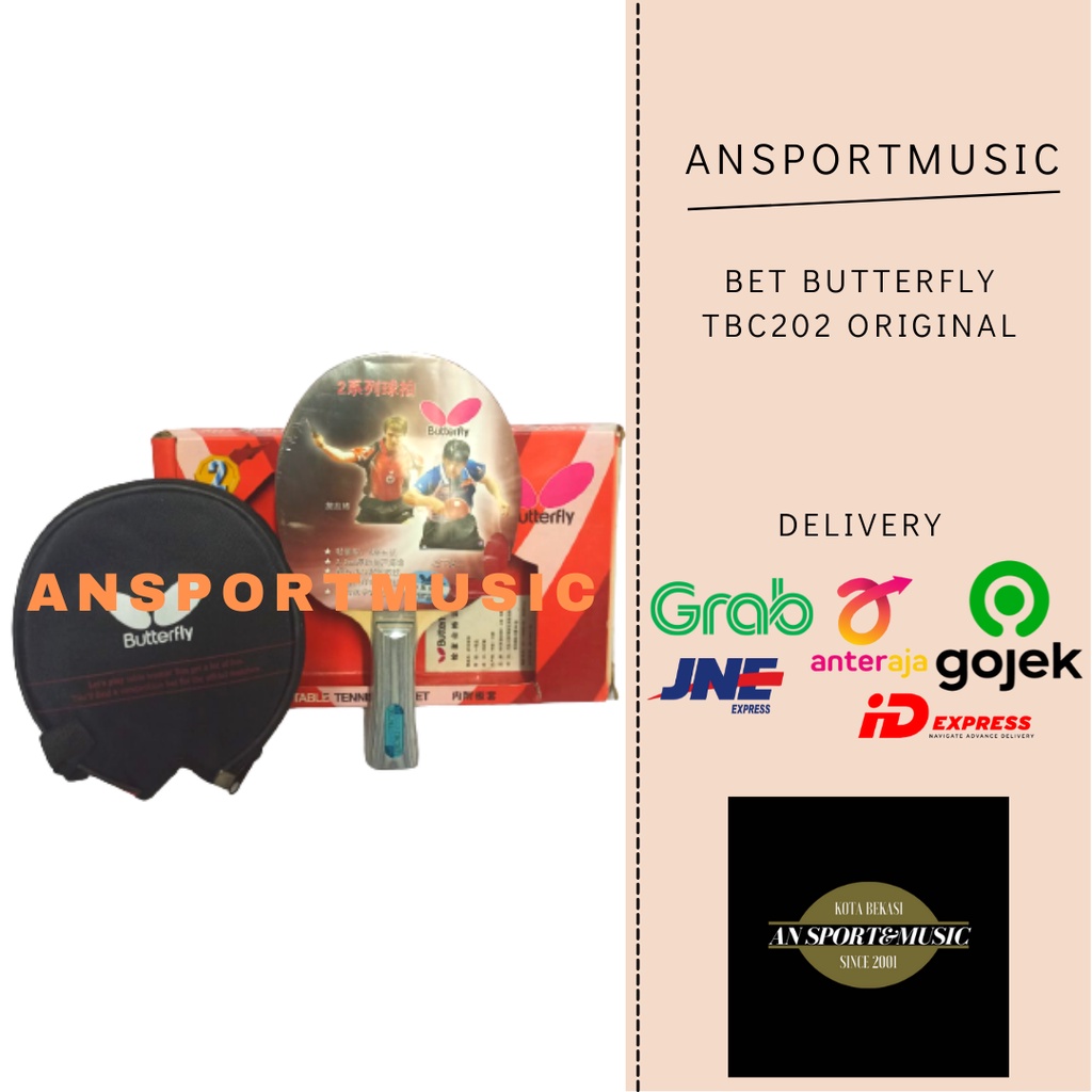 Bet Pingpong Butterfly TBC 202 Original 100% Tenis Meja Pingpong Free Bag