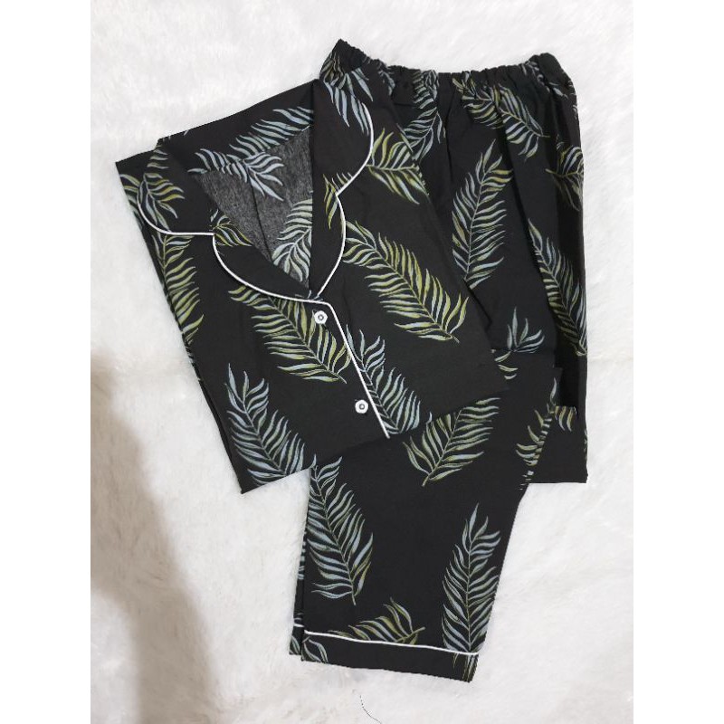 Baju Tidur Piyama Wanita/Cewek Pajamas Dewasa Katun Motif Daun Mocca/Mocca Leaf