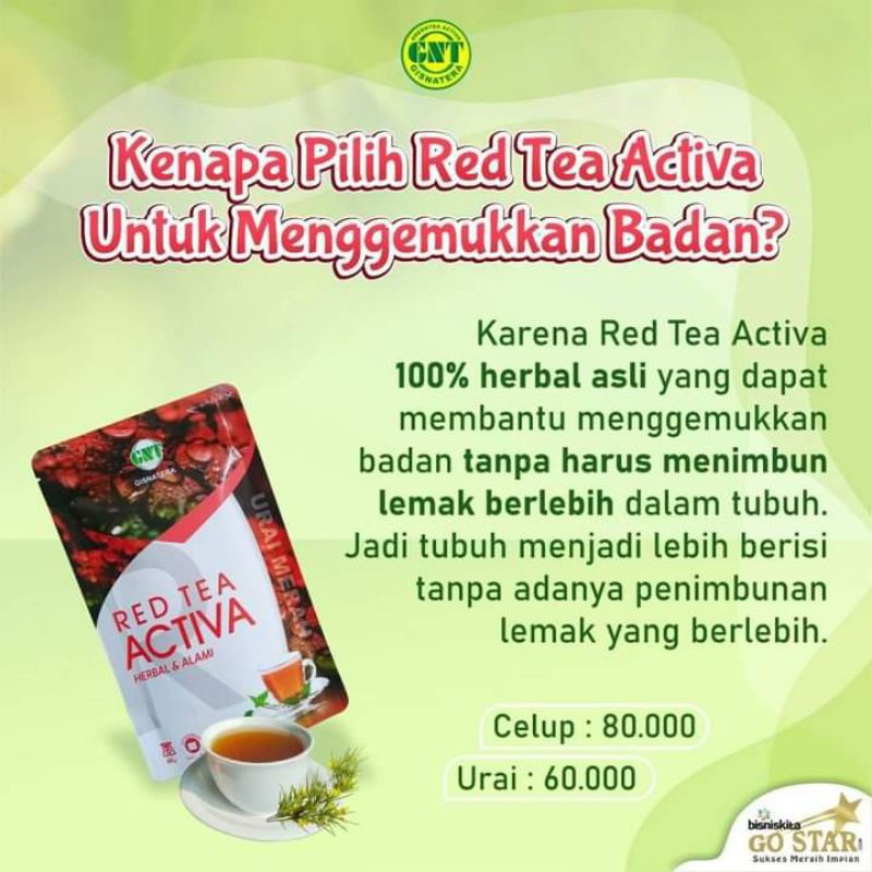 

Penggemuk Herbal Red Tea Activa Kemasan Celup