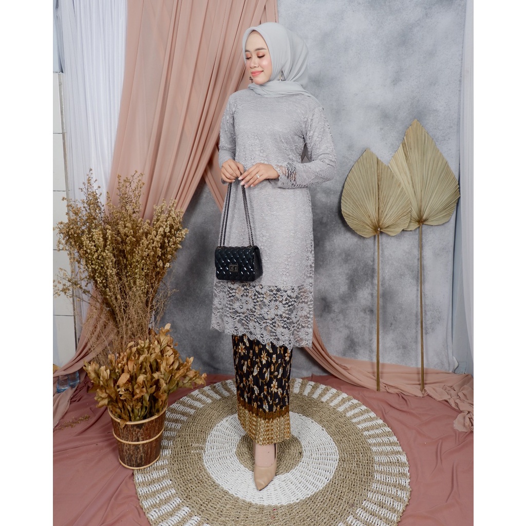 Kebaya Brokat Moderen Set Rok Plisket / Kebaya Wisuda / Kebaya Pengantin / Kebaya Pesta