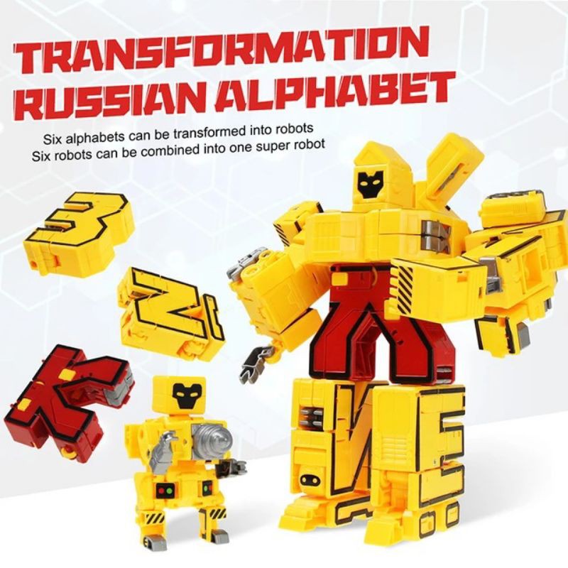 Mainan anak alphabet robot transforming set 7