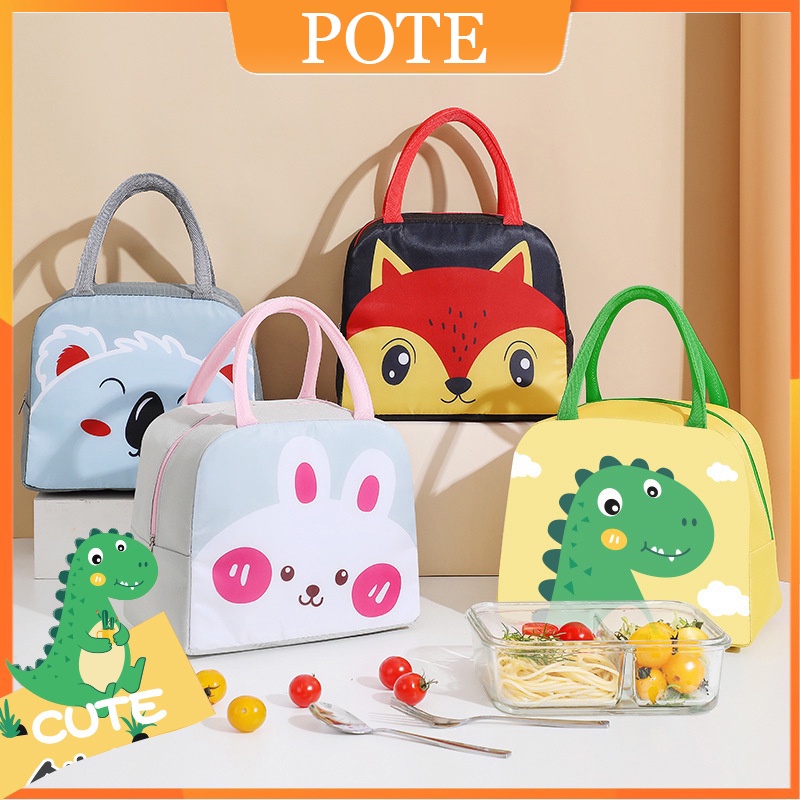 POTE Tas Bento Lucu Kartun Jepang Kotak Makan Siang Membawa Tas Tas Insulasi Dingin Aluminium Foil0 Tas Kotak Makan Siang/ New Tas Bekal Anak / Lunch Bag Sekolah