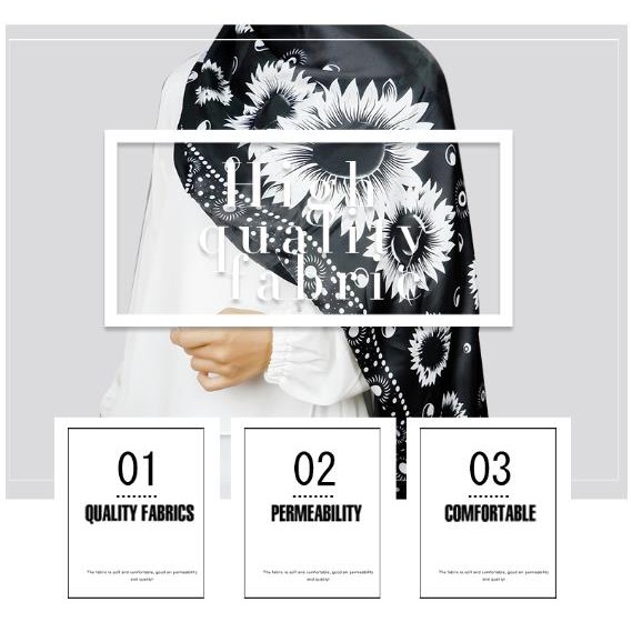 MOBASA OFFICIAL HIJAB PASHMINA SATIN PRINTING MOTIF / KERUDUNG JILBAB PASHMINA [sunflower]