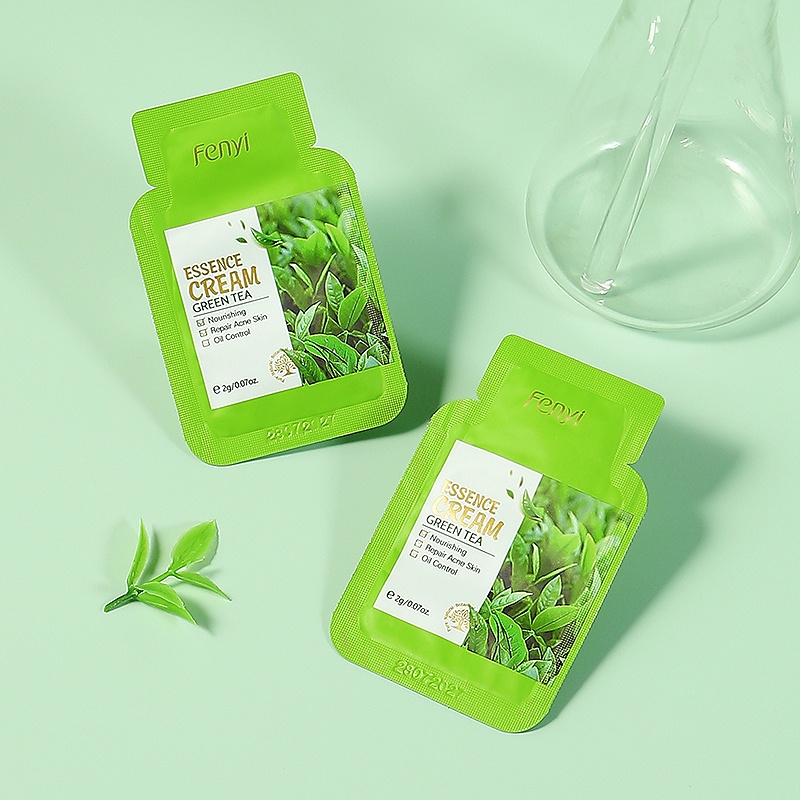 Fenyi Green Tea Essence Krim Wajah Sachet Menghilangkan Jerawat Pelembab Mengencangkan Pori-pori 2g