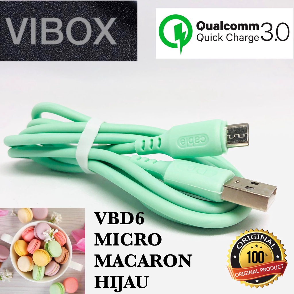 Kabel Data VIBOX MACARON Micro USB VBD6 Fast Charging 3.0A Metalic Finishing 1 Meter Data cabel Fast Charging