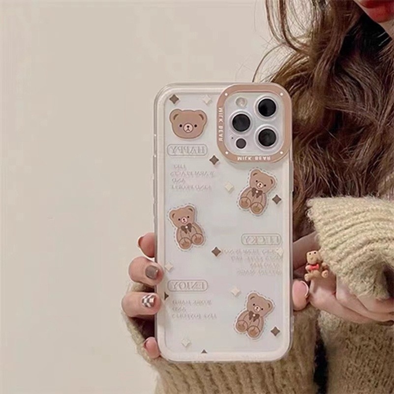 Casing Samsung Galaxy A12 A32 A22 A03 A03s A73 A53 A33 A23 A13 M52 A02s M22 M32 A72 A52 A52s A20 A30 A50 A50s A30s A71 A51 A11 M11 A10 M10 M12 S22 Plus Ultra Brown Bear Clear Phone Case Shockproof Matte Transparent Protection Cover