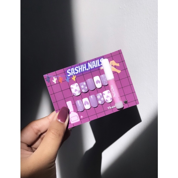 PRESS ON NAILS purple pastel