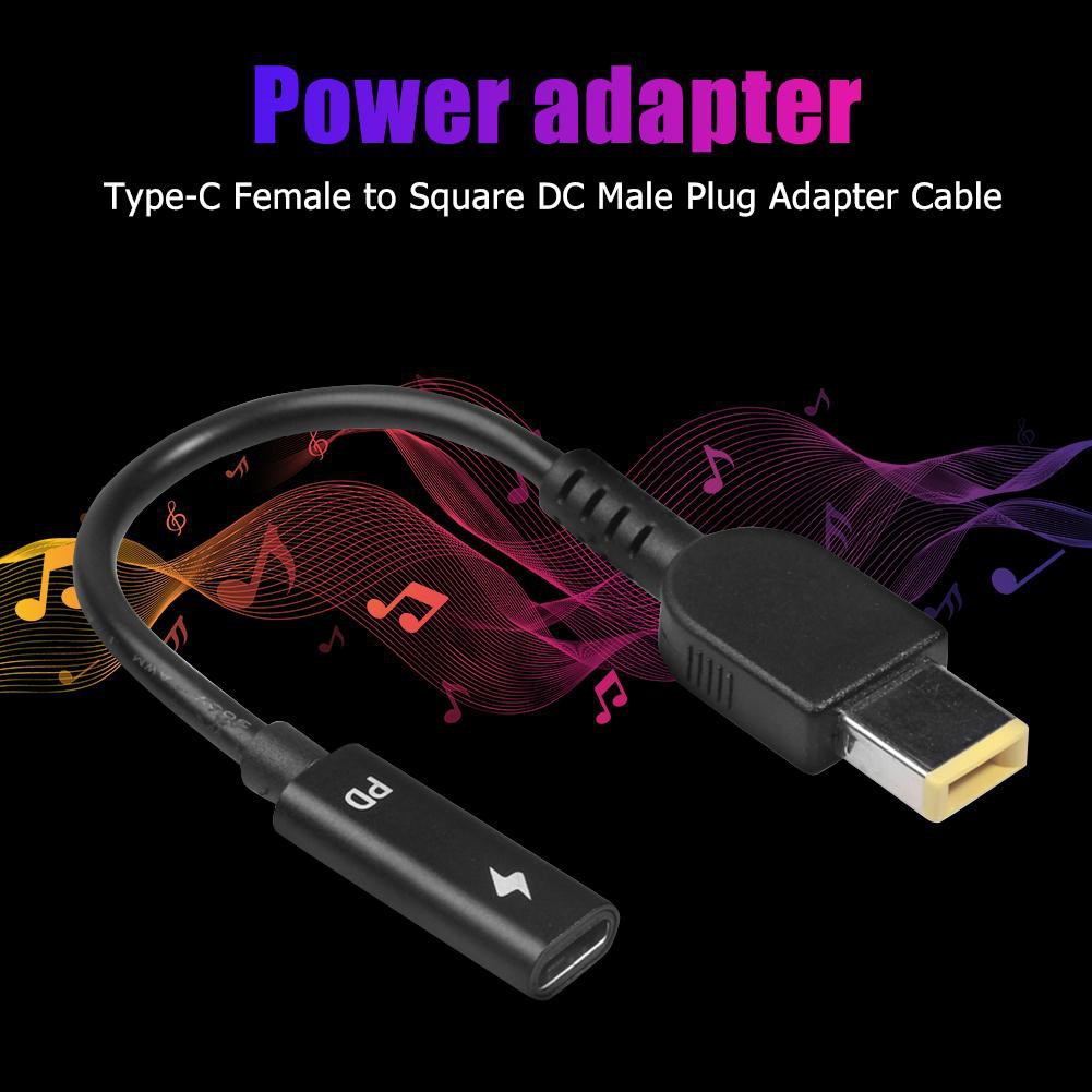 USB Type-C Female to Square DC Male Plug USB 3.1 Adapter Cable for Lenovo