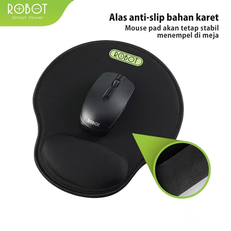 Mousepad Robot RP02 Non-Slip Ergonomic Wrist Rest Mousepad PC / Laptop Black