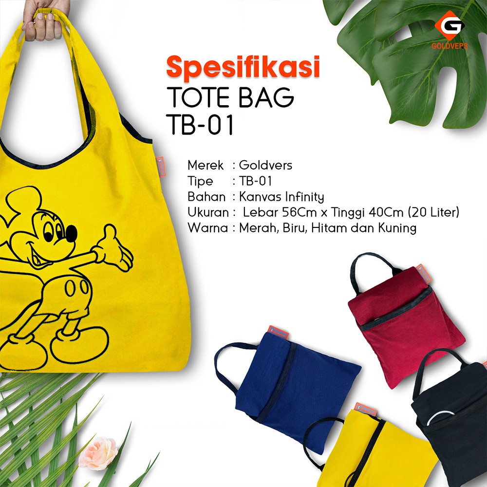 Tas Belanja Totebag Goldvers Original Import Tas Motif Mickey Mouse Totebag 20 Litter - Goldiesbags