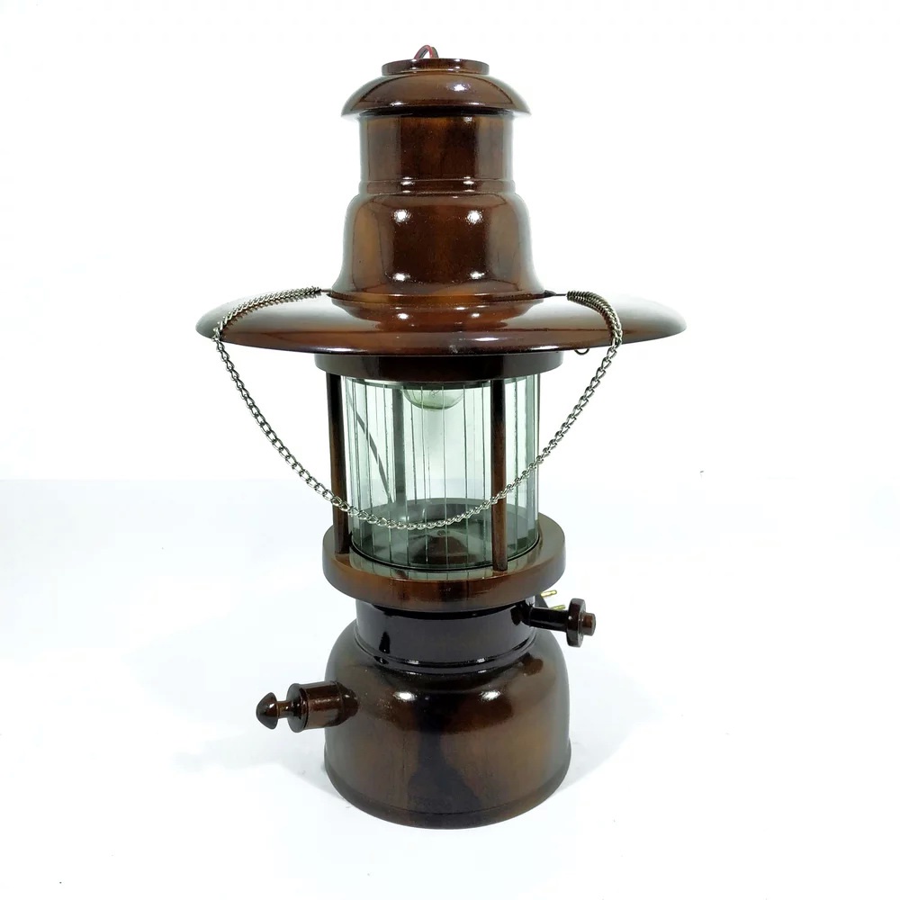 Lampu Petromak Listrik Kayu Jati Asli